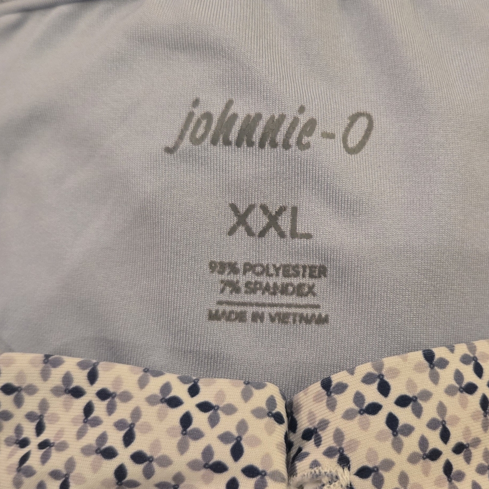 johnnie-O Men's Polo Shirt - White and Blue Pattern - Picture 5 of 6